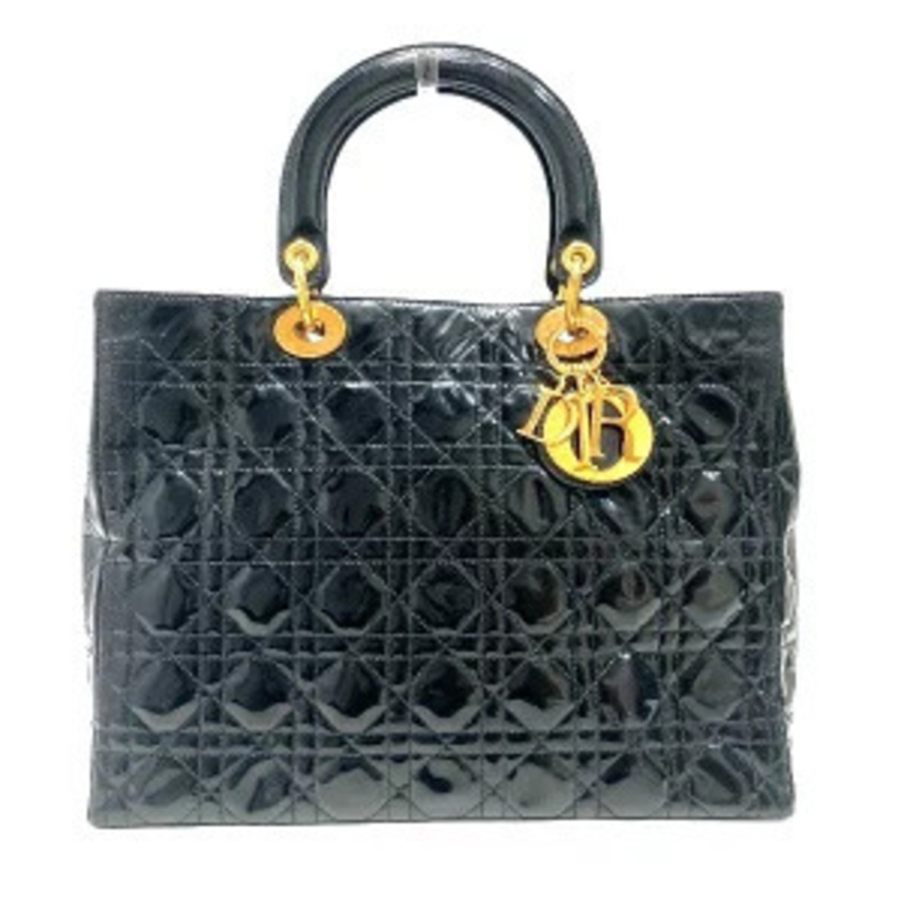 Christian Dior Cannage Lady Patent Vernis Leather Bag Handbag Tote